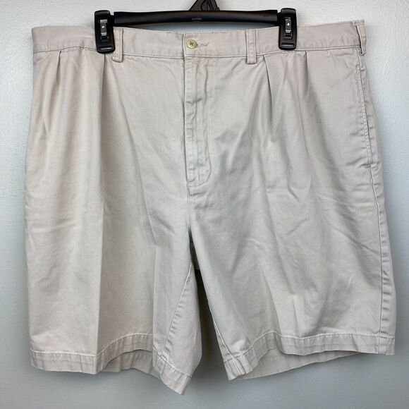 Polo Ralph Lauren‎ Shorts Men's 42x9 Brown Chino Khaki Solid Button Zip VTG - Picture 1 of 11